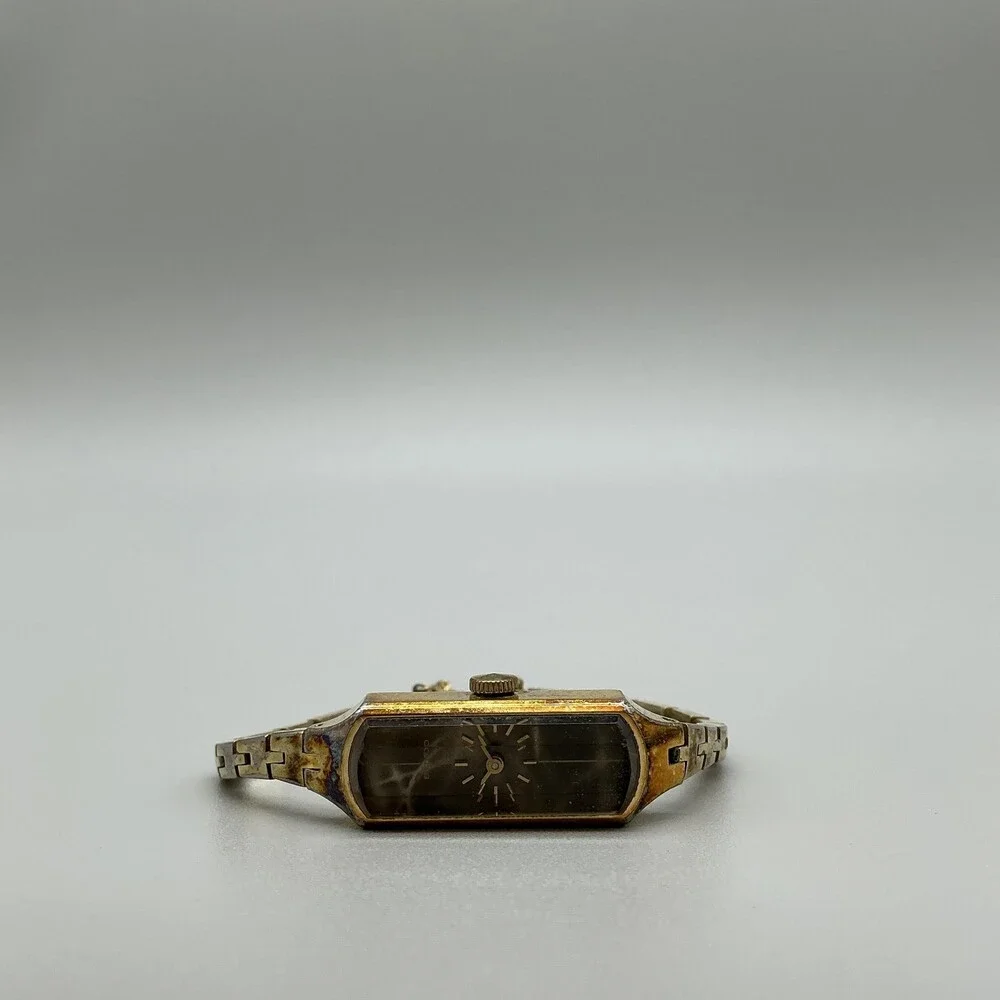 Vintage Seiko 1520-366G Womens Watch 12mm Gold Tone Brown Dial Manual Wind 5.5